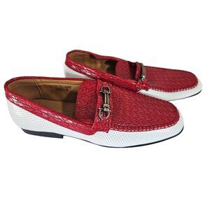 Antonio Cerrelli  Red White Buckle Dress Shoes Men's Size 9 #6685 New NWOB